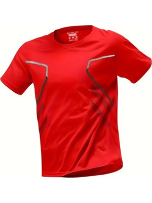 Ghassy Co. Erkek Ultra Esnek Nem Emici Vücut Geometrik Hızlı Kuruyan Hafif Spor T-Shirt