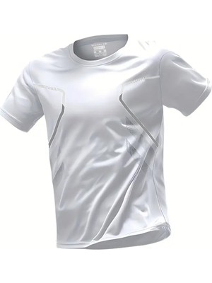 Ghassy Co. Erkek Ultra Esnek Nem Emici Vücut Geometrik Hızlı Kuruyan Hafif Spor T-Shirt