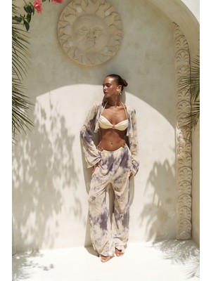 Donovarah Sarı Crop Pantolon Takım