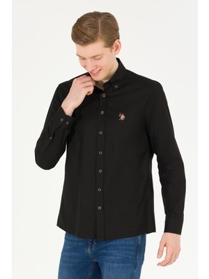 U.S. Polo Assn. Erkek Siyah Uzun Kollu Basic Gömlek 50263099-VR046