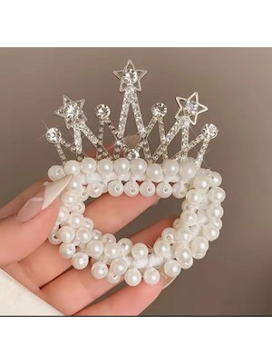 Balerin Kore Lolita Tarzı Inci Incili Prenses Topuz Taç Lastik Doğum Günü