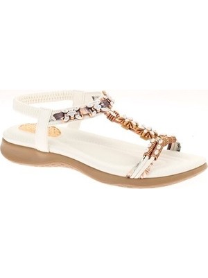 Voyager Kadın Boncuklu Aksesuarlı Rahat Yumuşak Taban Sandalet B320