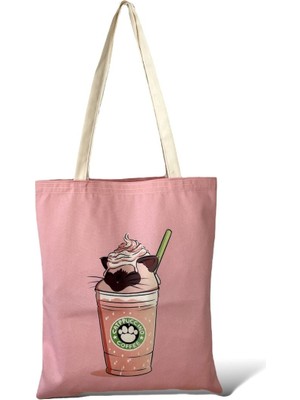 Toz Vintage Pembe Çift Taraf Desenli Coffe Bez Kol- Omuz Çanta