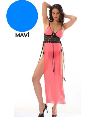 Mavi Dantel Gecelik - 211