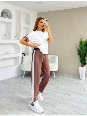 La Mode Istanbul Kadın Modal Dokulu Kumaş Yanı Şeritli Takım