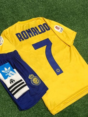 Cristiano Ronaldo Al-Nassr Iç Saha Yeni Sezon Çocuk Forma T-Shrt Takımı Çorap+Bileklik Hediyeli