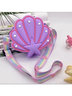 Deniz Kabuğu Mor Istiridye Inci Yıldız Sanrio Silikon Çanta Cüzdan Kadın Genç Kız Çocuk Bebek