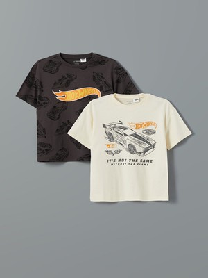 Lc Waikiki Yeni Sezon Bisiklet Yaka Hot Wheels Baskili Erkek Cocuk Tisort - S59167Z1