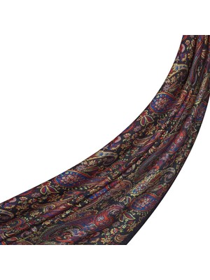 Ipekevi Mezopotamya Desenli Tensel Şal 02889-LACIVERT Bordo