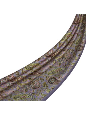 Ipekevi Mezopotamya Desenli Tensel Şal 02889-LILA Sarı