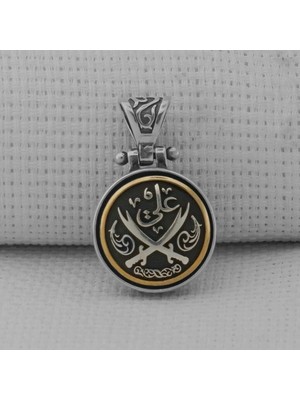 Hz Ali Zulfikar Ortası Dönen 925 Ayar Gümüş Erkek Kolye Ucu