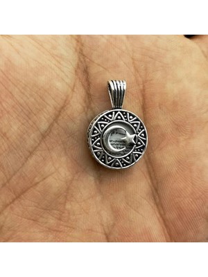 Ay Yıldız Tasarımlı Cevşeni Kebir Dua 925 Ayar Gümüş Erkek Kolye Ucu