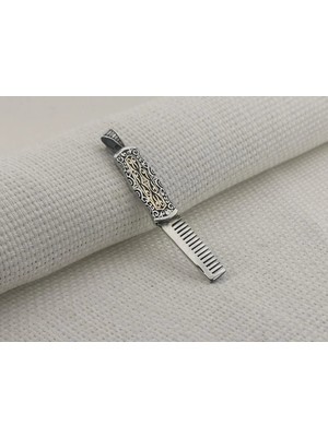 Tasarım Berber Tarağı  925 Ayar Gümüş Erkek Kolye Ucu