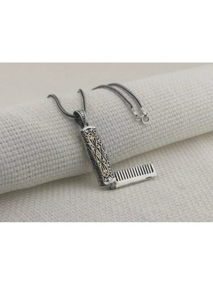 Tasarım Berber Tarağı  925 Ayar Gümüş Erkek Kolye