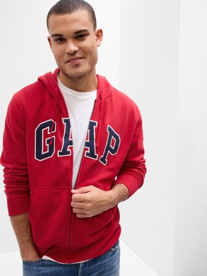 Gap Erkek Kırmızı Gap Logo Relaxed Fleece Fermuarlı Sweatshirt