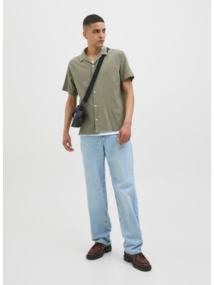 Jack & Jones Rahat Yeşil Erkek Gömlek 12255781_JORLUKE Crınkle Resort Shı