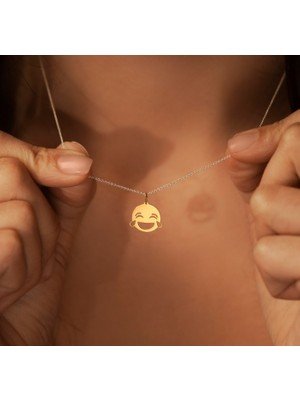 Gülen Surat Emojisi 14 Ayar Altın Kolye