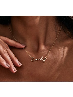 Isim Yazılı 14 Ayar Altın Kolye