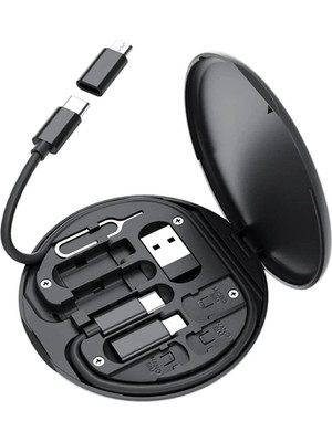 60W Destekli Kablo Kutusu Seyahat Kablo Seti 5'i 1 Arada USB Type-C Şarj Kablosu Seti