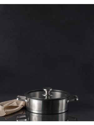 Madame Coco Raye Kısa Tencere - Çelik - 24 cm