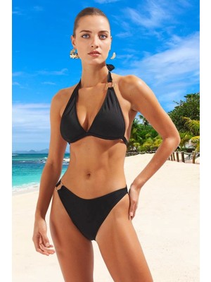 Tasarım Bikini Takımı Esnek Kumaş Plaj ve Havuz Için Şık Detaylı Uv Korumalı Klora Dayanıklı