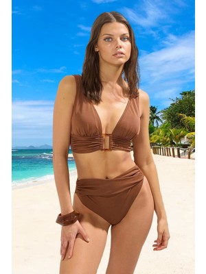 Tasarım Bikini Takımı Şık Detaylı Hızlı Kuruyan Plaj ve Havuz Için Klora Dayanıklı