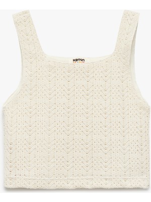 Koton Pamuklu U Yaka Kolsuz Slim Fit Kroşe Crop Atlet