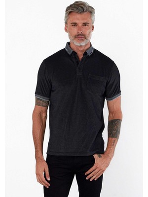 Erkek Basic Polo Yaka Kısa Kol Cepli Düz Yeşil Tişört