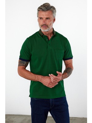 Erkek Polo Yaka Kısa Kol Cepli Tişört Camel