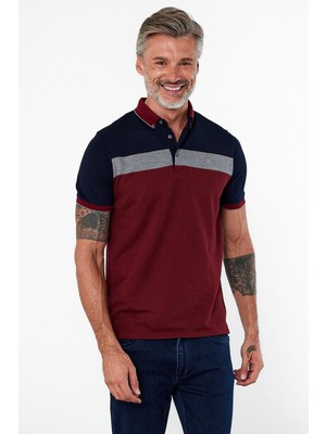 Erkek Basic Polo Yaka Düz Kısa Kol Dar Bordo Tişört