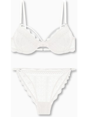 Wonna Noa Dantelli Sütyen Külot Takımı - Dolgulu - 2609 - Ekru