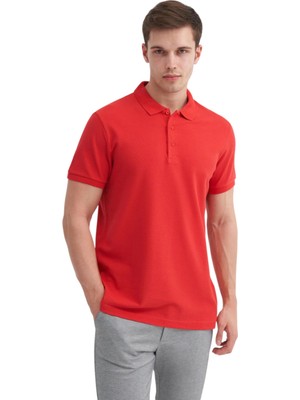 Erkek Polo Yaka Slim Fit Düz Pamuklu Tişört 4613