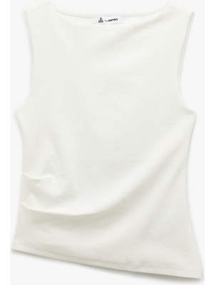 Koton Kayık Yaka Kolsuz Slim Fit Asimetrik Bluz