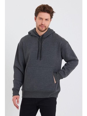 Erkek Kapüşonlu Cepli Sweat Beyaz