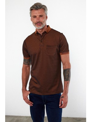 Erkek Polo Yaka Kısa Kol Cepli Tişört Camel
