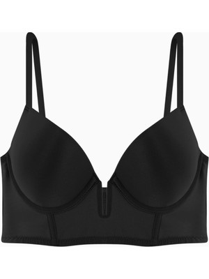 Lirio Büstiyer Dekolte Sütyen  -  Dolgulu - Fashion - 2573 - Siyah