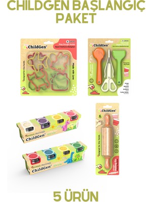ChildGen Oyun Hamuru Başlangıç Paketi Minik Ellere Uygun 5 Parça Eğlenceli Set