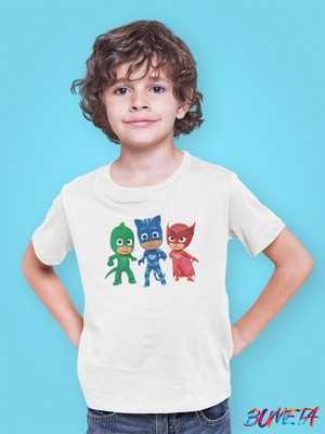 Bumeta Pijimaske Piji Maske Catboy Gekko Owlett All Karakter Characters Çocuk Tişört T-Shirt