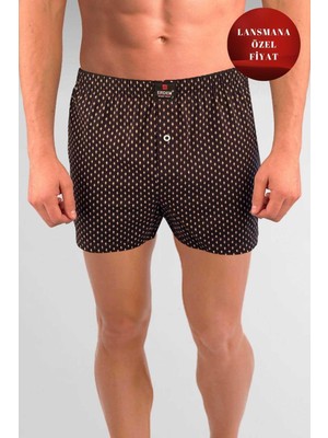 Erdem Siyah Baskılı Desenli Penye Boxer 1400YSK
