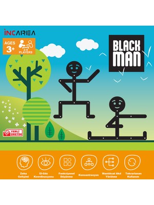 İncarea İncarea Black Man / Bionic Man Çöp Adam Eğitici Aktivite Oyuncağı