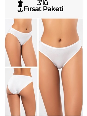 Weweus Beyaz 3'lümicro Modal Premium Kadın Külot 72643