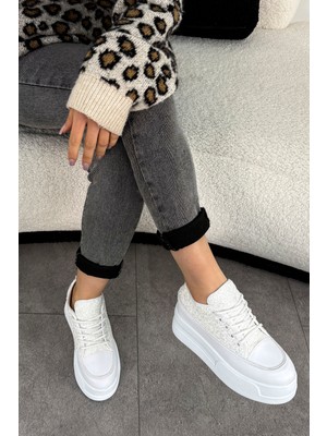 Frm 028 Pul Detaylı Yüksek Taban Bağcıklı Spor Ayakkabı