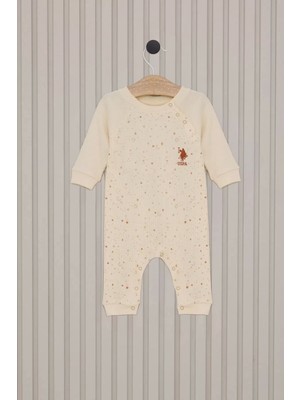 Kız Bebek Uzun Kol Patiksiz Tulum  Krem