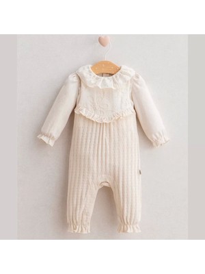 Baby Soft Flower Salopet  Ekru
