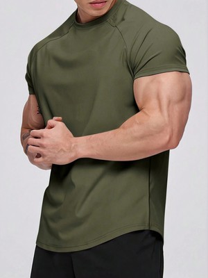 Genius Store Erkek Spor Tişört Running Sports Gym Reglan Oval Kesim Penye T-Shirt Ovalt-Shirt