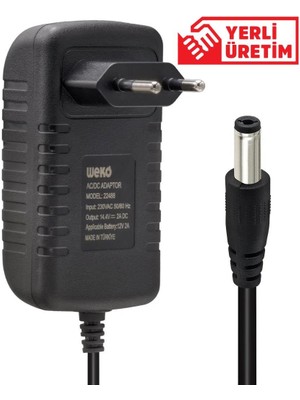 Weko 14.4 Volt - 2 Amper 5.5*2.5 Uçlu Kırmızı Yeşil Ledli Yerli Üretim Akü Şarj Cihazı