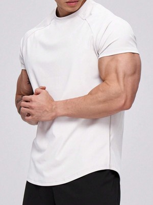 Genius Store Erkek Spor Tişört Running Sports Gym Reglan Oval Kesim Penye T-Shirt Ovalt-Shirt