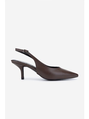 Valmenti Kadın Vegan Kahverengi Deri Topuklu Ayakkabı 932 3291 Bn Ayk Y25 Kahve Cılt