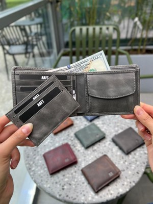 Deriza 5750 Hakiki Deri Erkek Cüzdan Gri