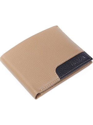 Deriza Garnili Hakiki Deri Erkek Cüzdan Vizon